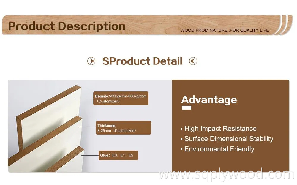 1220*2440mm Cabinet Wood Faced UV Raw Laminated Melamine Slot Slotted Waterproof Moisture Resistant Glossy Fiberboard Plain Melamine MDF